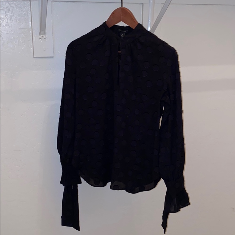 Ann Taylor Georgette Blouse with Tie Sleeves